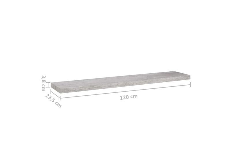 Svävande vägghylla betonggrå 120x23,5x3,8 cm MDF - Betonggrå - Vägghylla - Väggförvaring
