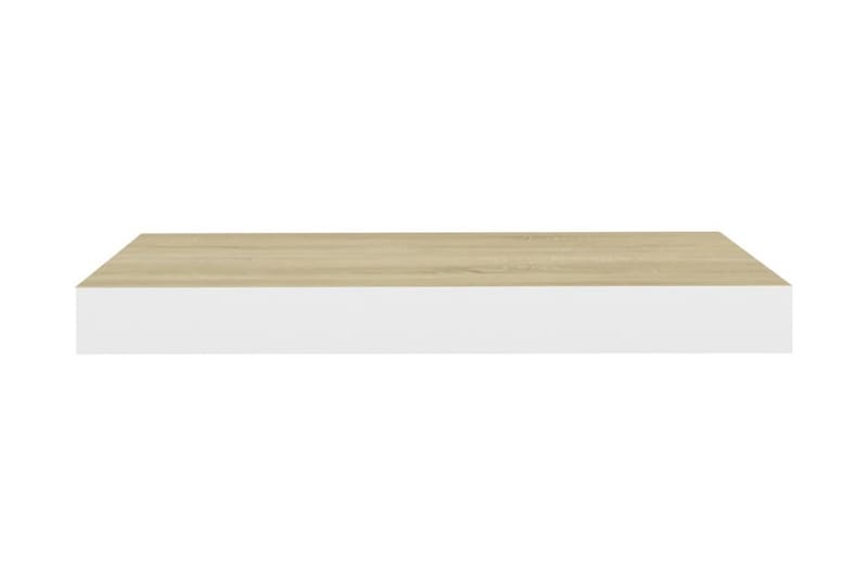 Svävande vägghylla ek och vit 40x23x3,8 cm MDF - Vit/Trä - Vägghylla - Väggförvaring