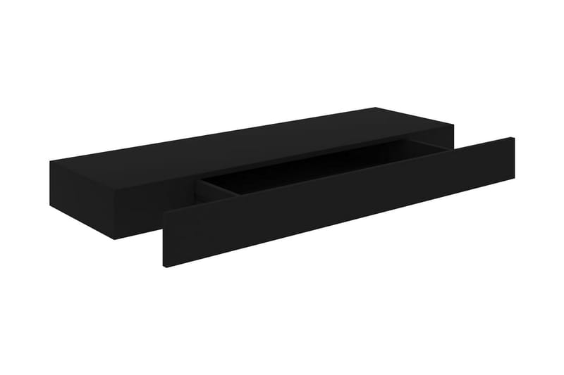 Svävande vägghylla med låda svart 80x25x8 cm - Svart - Vägghylla - Väggförvaring