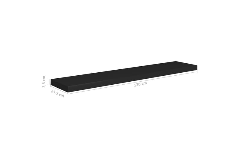 Svävande vägghylla svart 120x23,5x3,8 cm MDF - Svart - Vägghylla - Väggförvaring