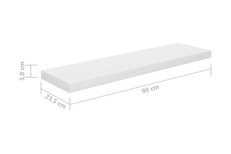 Svävande vägghylla vit högglans 90x23,5x3,8 cm MDF - Vit - Vägghylla - Väggförvaring