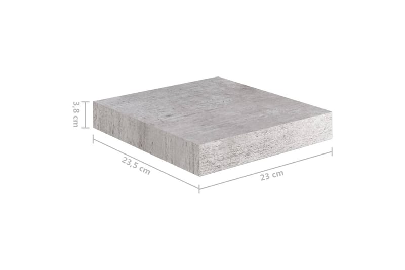 Svävande vägghyllor 2 st betonggrå 23x23,5x3,8 cm MDF - Betonggrå - Vägghylla - Väggförvaring