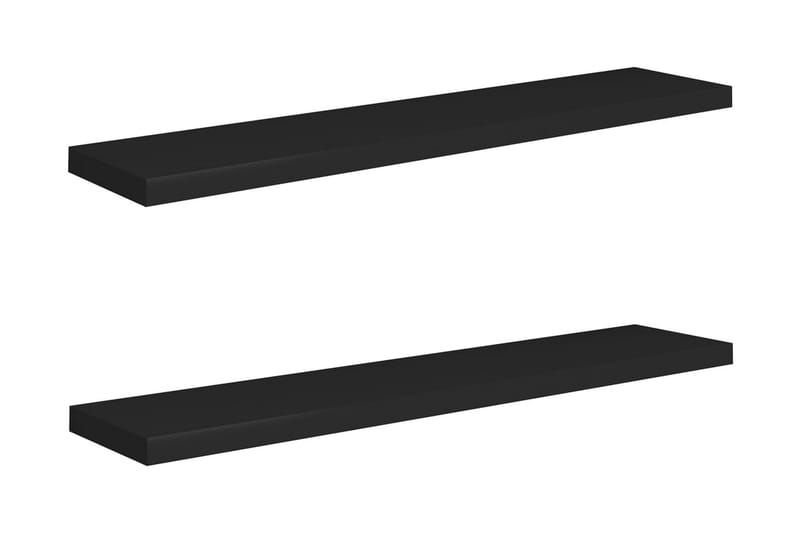 Svävande vägghyllor 2 st svart 120x23,5x3,8 cm MDF - Svart - Vägghylla - Väggförvaring