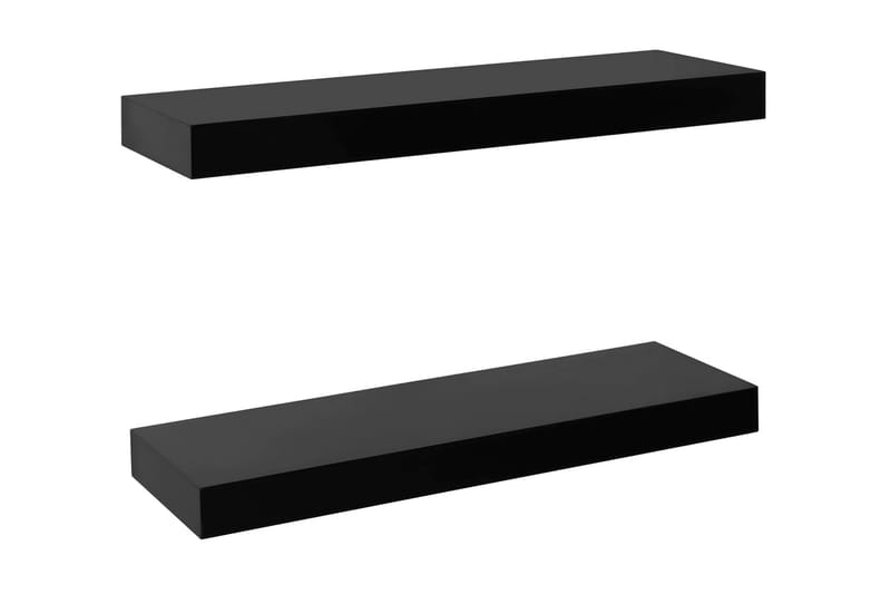 Svävande vägghyllor 2 st svart 40x20x3,8 cm - Svart - Vägghylla - Väggförvaring