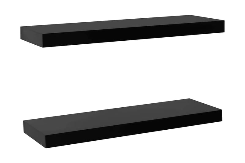 Svävande vägghyllor 2 st svart 60x20x3,8 cm - Svart - Vägghylla - Väggförvaring