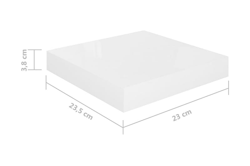 Svävande vägghyllor 2 st vit högglans 23x23,5x3,8 cm MDF - Vit - Vägghylla - Väggförvaring