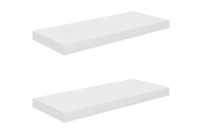 Svävande vägghyllor 2 st vit högglans 60x23,5x3,8 cm MDF - Vit - Vägghylla - Väggförvaring