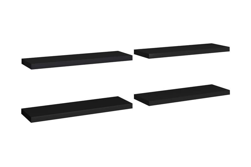 Svävande vägghyllor 4 st svart 80x23,5x3,8 cm MDF - Svart - Vägghylla - Väggförvaring