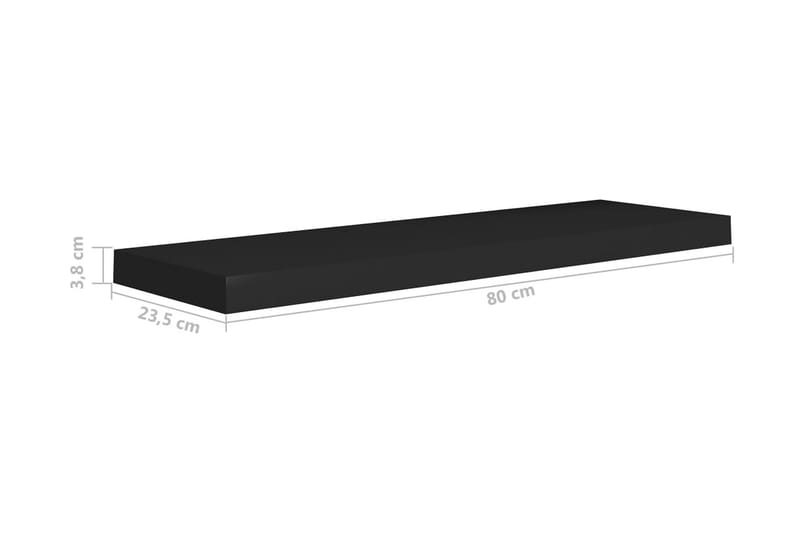 Svävande vägghyllor 4 st svart 80x23,5x3,8 cm MDF - Svart - Vägghylla - Väggförvaring