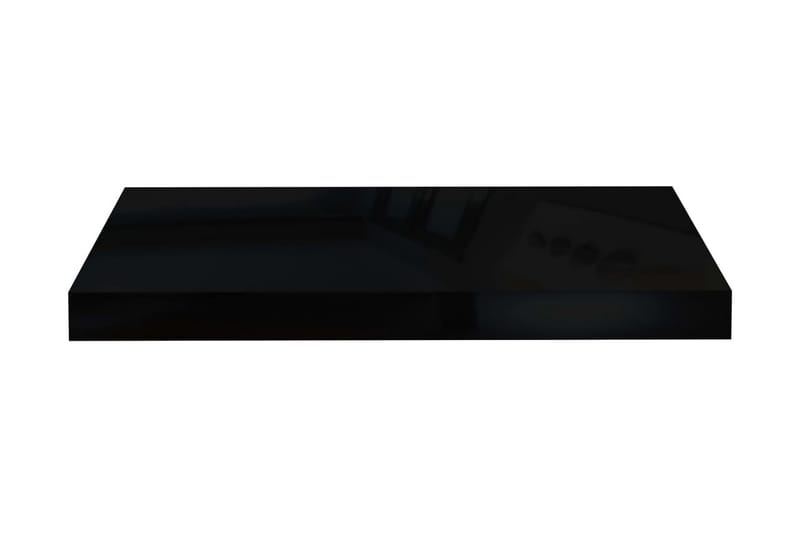 Svävande vägghyllor 4 st svart högglans 50x23x3,8 cm MDF - Svart - Vägghylla - Väggförvaring