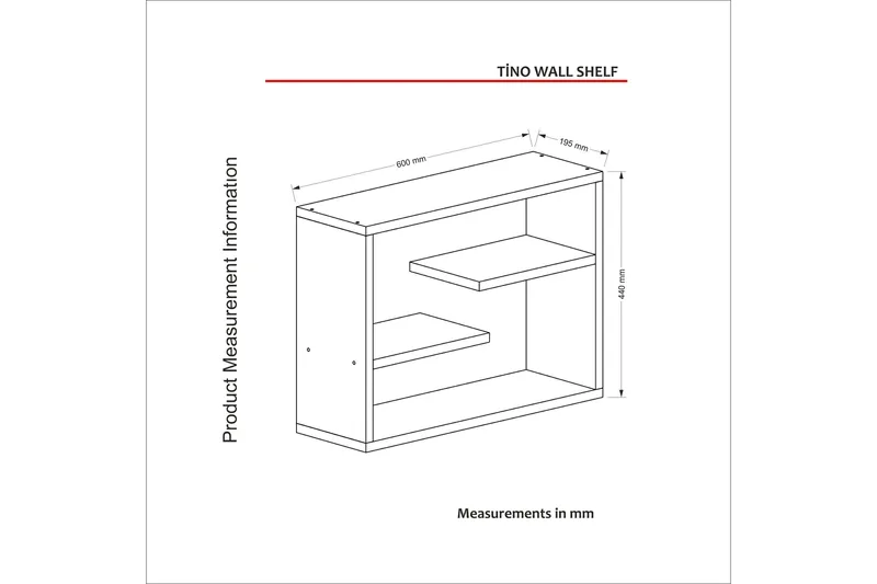 Tera Home Vägghylla - Valnöt - Förvaring - Hylla - Vägghylla