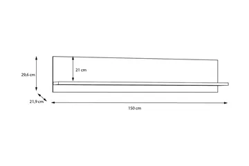 Tolovgrad Vägghylla 22x150 cm - Grå/Vit - Förvaring - Hylla - Vägghylla