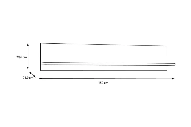 Tolovgrad Vägghylla 22x150 cm - Grå/Vit - Förvaring - Hylla - Vägghylla