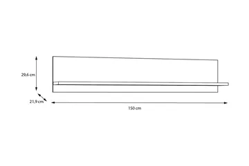 Tolovgrad Vägghylla 22x150 cm - Grå/Vit - Förvaring - Hylla - Vägghylla