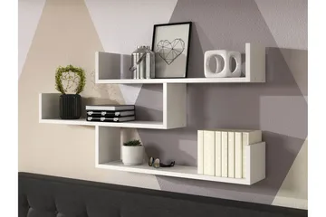 Trio Vägghylla 119x18x55 cm - Vit - Förvaring - Hylla - Vägghylla