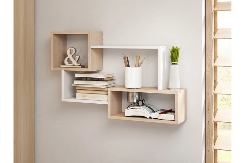 Trio Vägghylla 87x18x54 cm - Beige - Förvaring - Hylla - Vägghylla