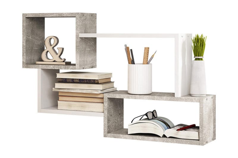 Trio Vägghylla 87x18x54 cm - Beige/Grå - Förvaring - Hylla - Vägghylla