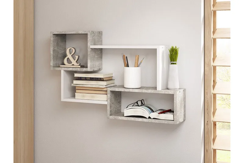 Trio Vägghylla 87x18x54 cm - Beige/Grå - Förvaring - Hylla - Vägghylla