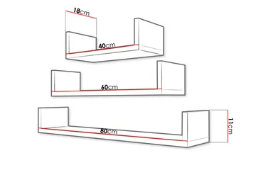 Trio Vägghylla - Grå/Vit - Förvaring - Hylla - Vägghylla
