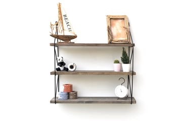 Vägghylla 15x60 cm - Valnöt/Svart - Förvaring - Hylla - Vägghylla
