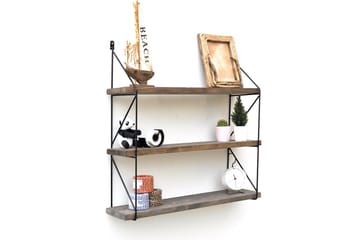 Vägghylla 15x60 cm - Valnöt/Svart - F�örvaring - Hylla - Vägghylla