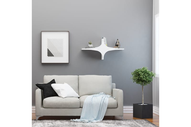 Vägghylla 20x90 cm - Vit - Förvaring - Hylla - Vägghylla