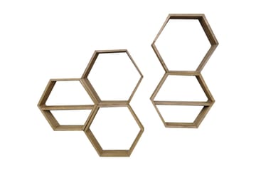 Vägghylla Arthur 5 Hexagoner - Trä - Förvaring - Hylla - Vägghylla
