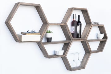 Vägghylla Arthur 5 Hexagoner - Trä - Förvaring - Hylla - Vägghylla