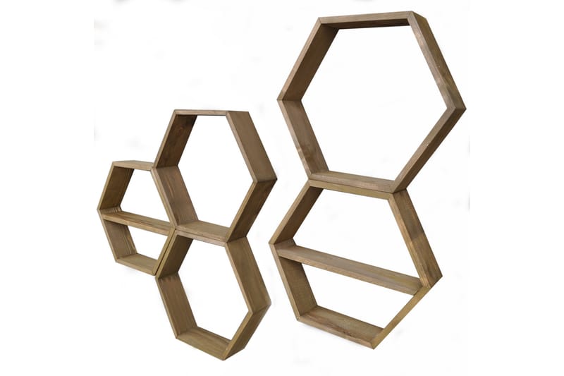 Vägghylla Arthur 5 Hexagoner - Trä - Förvaring - Hylla - Vägghylla