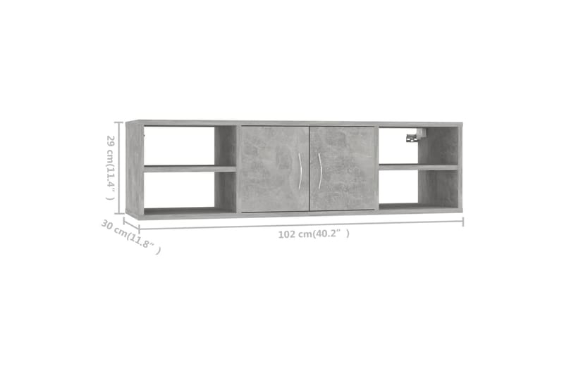 Vägghylla betonggrå 102x30x29 cm spånskiva - Betonggrå - Vägghylla - Väggförvaring