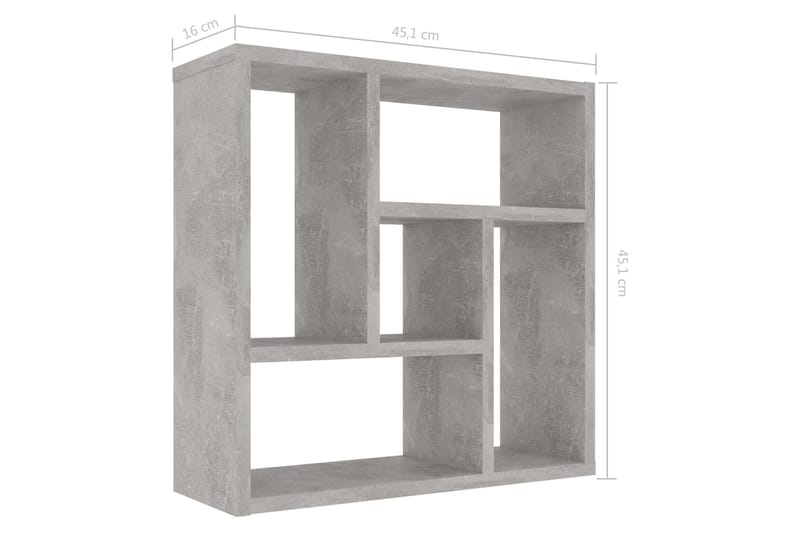 Vägghylla betonggrå 45,1x16x45,1 cm spånskiva - Grå - Vägghylla - Väggförvaring