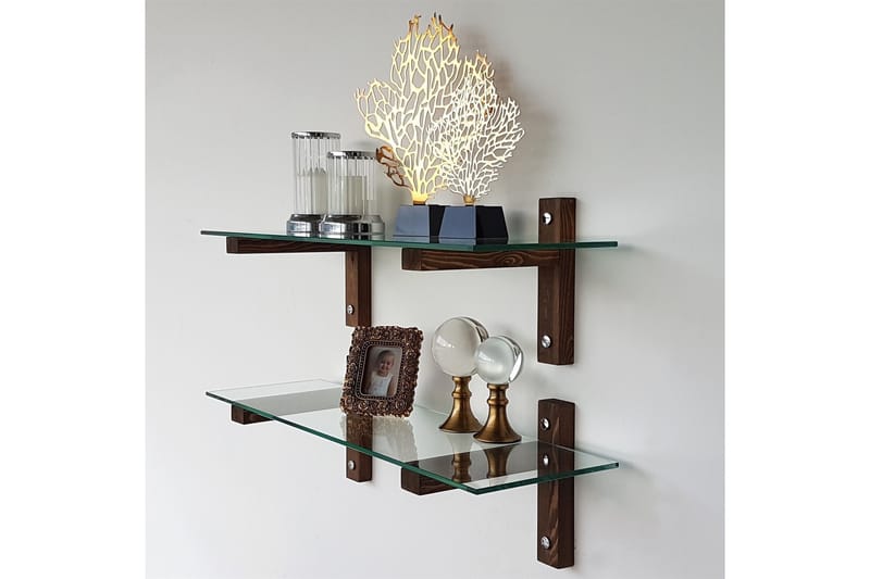 Vägghylla Boehler 85 cm - Brun/Glas - Förvaring - Hylla - Vägghylla