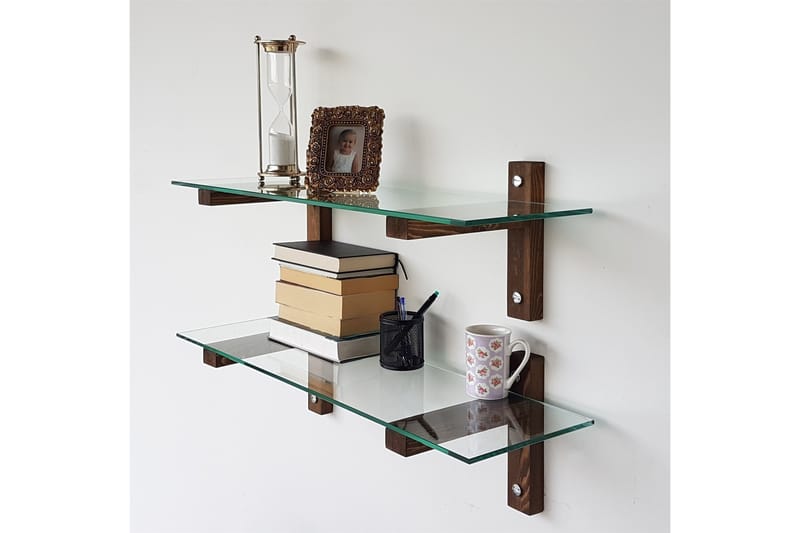 Vägghylla Boehler 85 cm - Brun/Glas - Förvaring - Hylla - Vägghylla