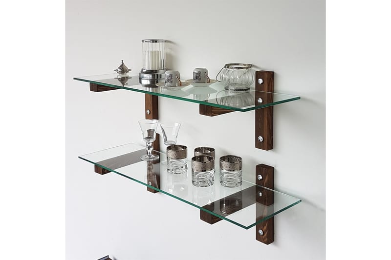 Vägghylla Boehler 85 cm - Brun/Glas - Förvaring - Hylla - Vägghylla