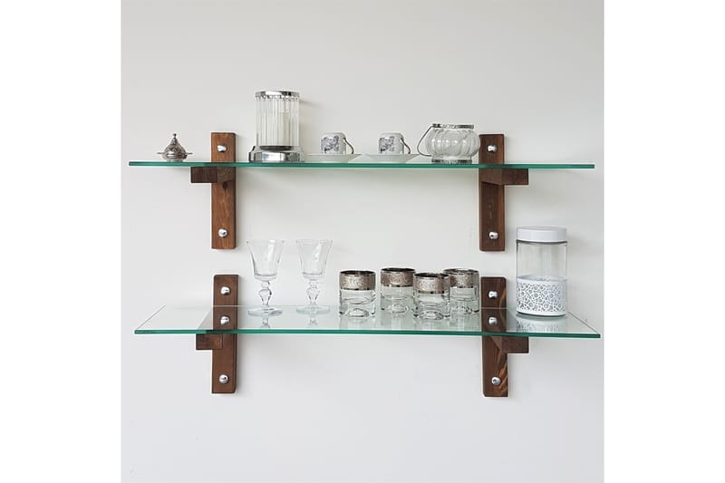 Vägghylla Boehler 85 cm - Brun/Glas - Förvaring - Hylla - Vägghylla