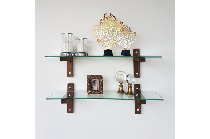 Vägghylla Boehler 85 cm - Brun/Glas - Förvaring - Hylla - Vägghylla
