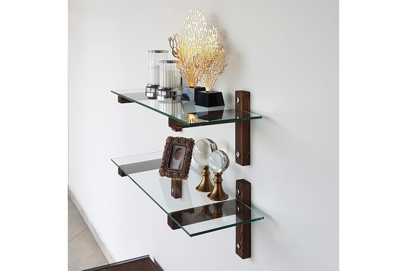 Vägghylla Boehler 85 cm - Brun/Glas - Förvaring - Hylla - Vägghylla