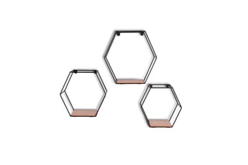 Vägghylla Chiara 3-Pack Svart/Trä - Svart/Trä - Förvaring - Hylla - Vägghylla