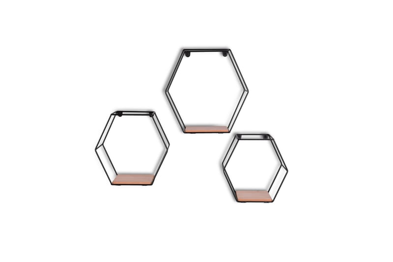 Vägghylla Chiara 3-Pack Svart/Trä - Svart/Trä - Förvaring - Hylla - Vägghylla