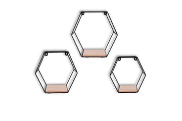Vägghylla Chiara 3-Pack Svart/Trä - Svart/Trä - Förvaring - Hylla - Vägghylla