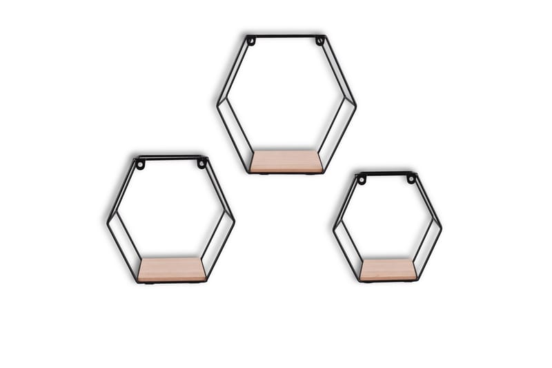 Vägghylla Chiara 3-Pack Svart/Trä - Svart/Trä - Förvaring - Hylla - Vägghylla