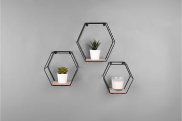 Vägghylla Chiara 3-Pack Svart/Trä - Svart/Trä - Förvaring - Hylla - Vägghylla