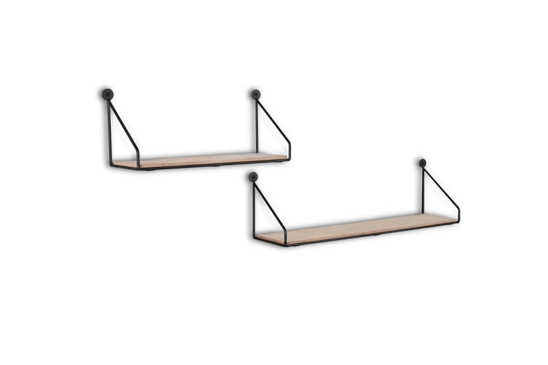 Vägghylla Dana 2-Pack Svart/Trä, Svart/Trä
