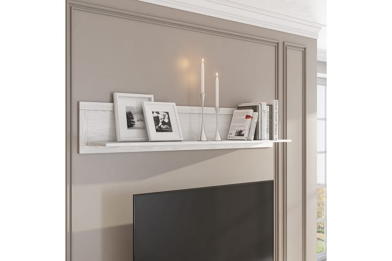 Vägghylla Getafez 25x177 cm - Vit/Natur - Förvaring - Hylla - Vägghylla