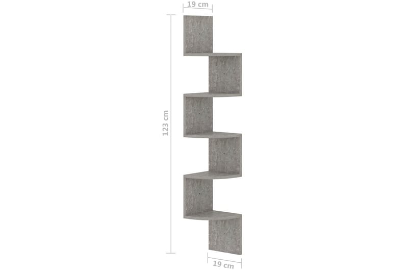 Vägghylla hörn betonggrå 19x19x123 cm spånskiva - Grå - Vägghylla - Väggförvaring