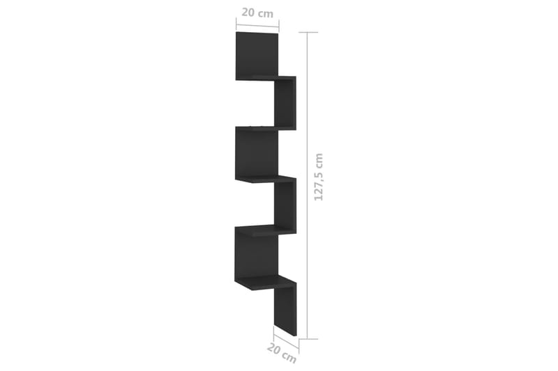 Vägghylla hörn svart 20x20x127,5 cm spånskiva - Svart - Vägghylla - Väggförvaring