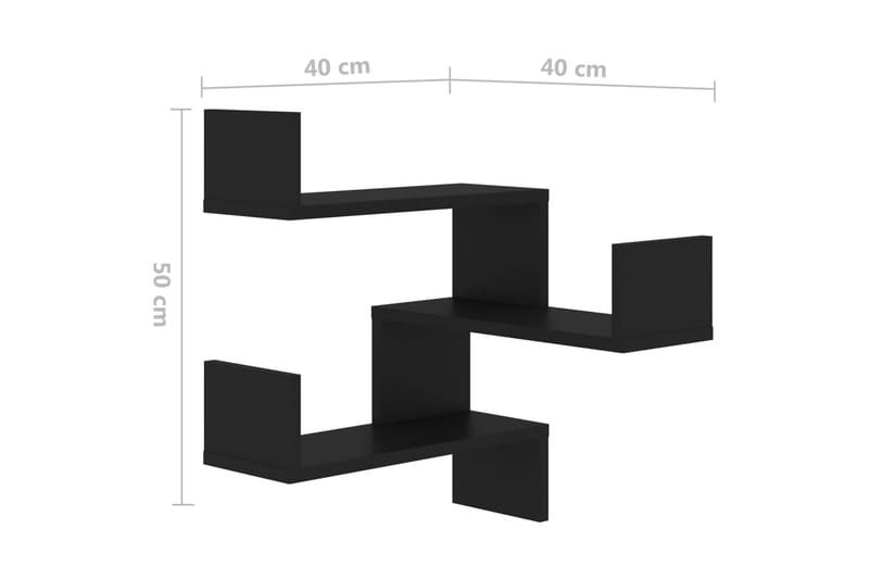 Vägghylla hörn svart 40x40x50 cm spånskiva - Svart - Vägghylla - Väggförvaring