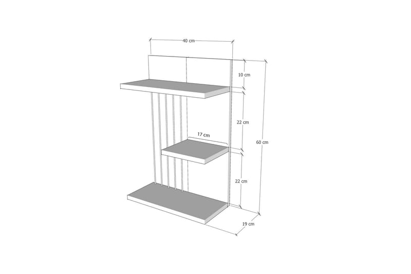 Vägghylla Jaennis 40x19 cm - Vit - Förvaring - Hylla - Vägghylla
