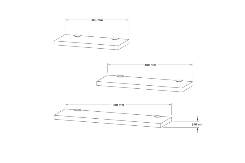 Vägghylla Jakor 2x30 cm 3-pack - Vit - Vägghylla - Väggförvaring