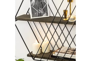 Vägghylla Karadeniz 15x60 cm 2-pack - Svart/Valnöt - Förvaring - Hylla - Vägghylla